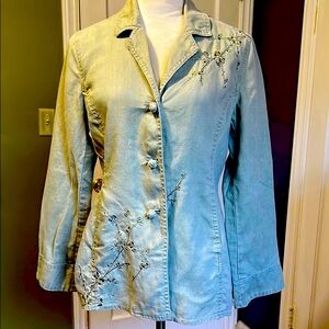J Jill Linen Embroidered Jacket